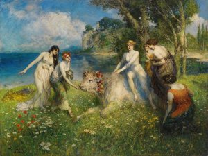 Europa auf dem Stier by Ferdinand Leeke Oil Painting