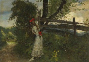 Madchen in Erwartung ihres Liebhabers by Ferdinand Leeke Oil Painting