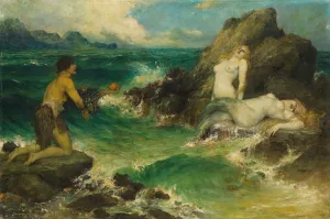 Meerjungfrauen by Ferdinand Leeke Oil Painting