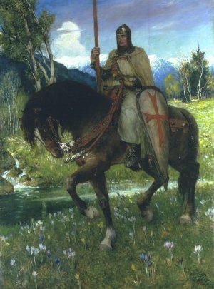 Parsifal in Quest of the Holy Grail by Ferdinand Leeke Oil Painting