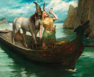 Richard Wagner, GOtterdammerung, Act I, Siegfried's Rhine Journey by Ferdinand Leeke Oil Painting