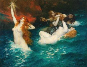 The Rhinemaidens by Ferdinand Leeke Oil Painting