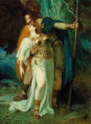 Wotan's Farewell To Brunhilde by Ferdinand Leeke Oil Painting