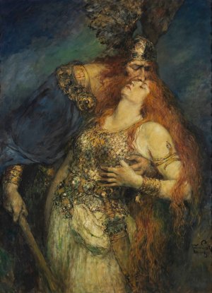 Wotan's Farewell by Ferdinand Leeke Oil Painting