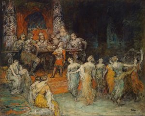 Zwergenkonig Laurin Am Hof Des Dietrich Von Bern by Ferdinand Leeke Oil Painting