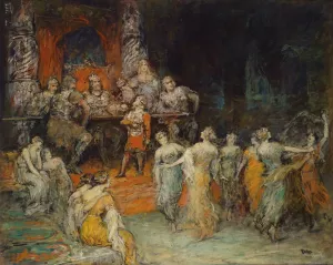 Zwergenkonig Laurin Am Hof Des Dietrich Von Bern by Ferdinand Leeke Oil Painting