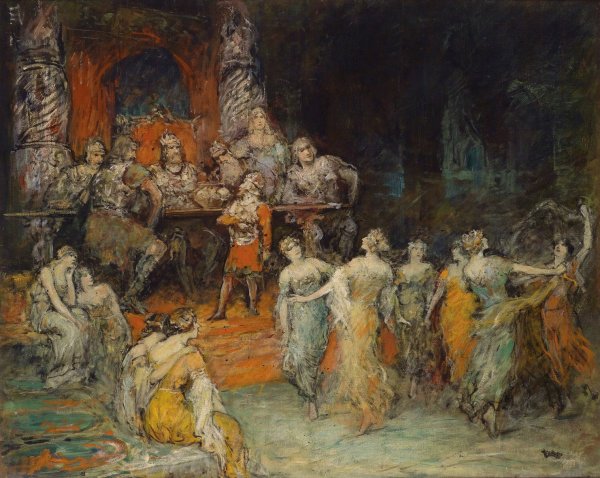 Zwergenkonig Laurin Am Hof Des Dietrich Von Bern by Ferdinand Leeke - Hand-Painted Oil Painting Reproduction