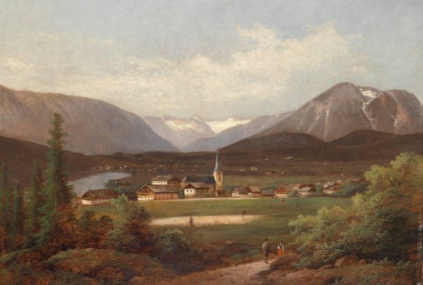 Blick uber den Altausseersee  by Ferdinand Lepie - Hand-Painted Oil Painting Reproduction