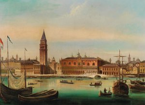 Venice, View of the Doge's Palace and St. Mark's Square by Ferdinand Lepie Oil Painting