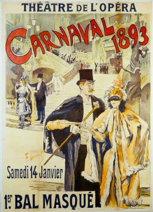 Theater De L'opera Carnaval 1893 by Ferdinand Lunel Oil Painting