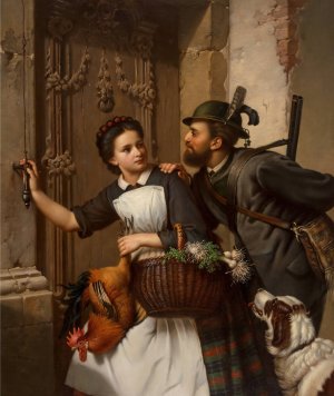 The Flirtation by Ferdinand Minor Oil Painting
