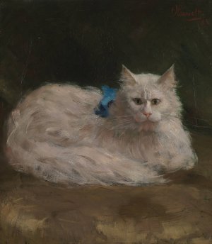Angorakat by Ferdinand Oldewelt Oil Painting