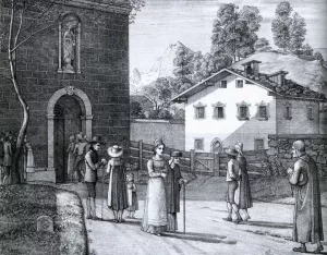 Sunday: Entrance to the Church at Berchtesgaden painting by Ferdinand Olivier