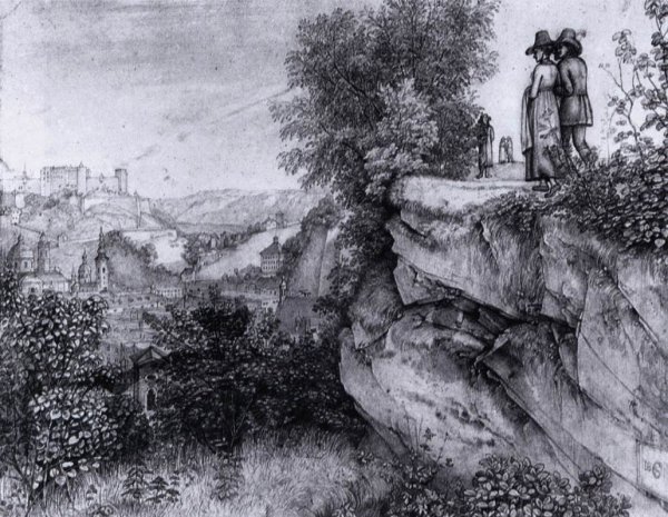View of Salzburg and the Hohensalzburg Fortress fom the Monschberg by Ferdinand Olivier - Hand-Painted Oil Painting Reproduction