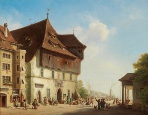View of the Council Building in Constance by Ferdinand Petzl Oil Painting
