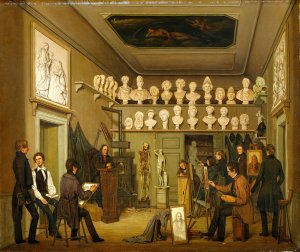 A Studio At The Academy Of Fine Arts, Copenhagen by Ferdinand Richardt Oil Painting