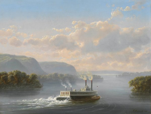 Main Product Photo of Steamwheeler on the Upper Mississippi  Painting by Ferdinand Richardt