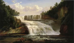 Trenton High Falls by Ferdinand Richardt - Oil Painting Reproduction