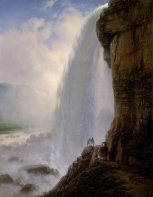 Underneath Niagara Falls by Ferdinand Richardt Oil Painting