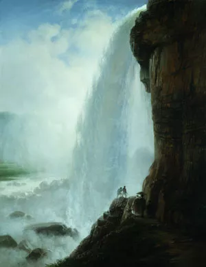 Underneath Niagara Falls by Ferdinand Richardt - Oil Painting Reproduction