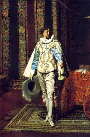 A Cavalier Oil painting by Ferdinand Roybet