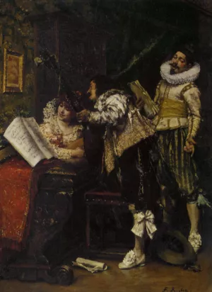 Recital by Ferdinand Roybet Oil Painting