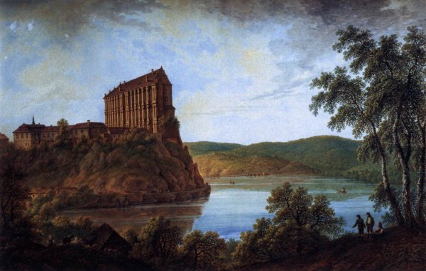 Plumlov Palace by Ferdinand Runk - Hand-Painted Oil Painting Reproduction