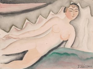 Lying Nude by Ferdinand Schirren Oil Painting