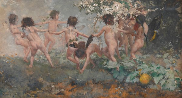 Reigen,Tanz  by Ferdinand Schmutzer - Hand-Painted Oil Painting Reproduction