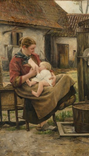La jeune maman by Ferdinand Willaert Oil Painting