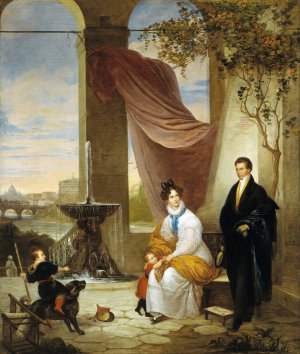 Charles Izard Manigault and His Family in Rome by Ferdinando Cavalleri Oil Painting