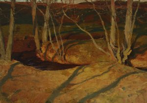 Autumn landscape at sunset by Ferdynand Ruszczyc Oil Painting