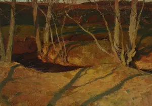 Autumn landscape at sunset by Ferdynand Ruszczyc Oil Painting