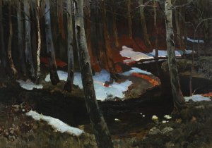 Forest rivulet by Ferdynand Ruszczyc Oil Painting