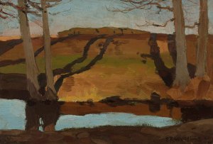 Landscape - stream by Ferdynand Ruszczyc Oil Painting