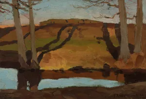 Landscape - stream by Ferdynand Ruszczyc Oil Painting