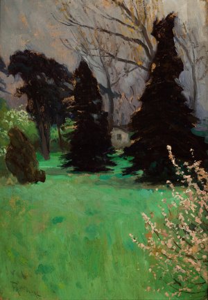 Park at Wlochy near Krakow by Ferdynand Ruszczyc Oil Painting