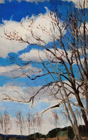 Trees against the sky Oil painting by Ferdynand Ruszczyc