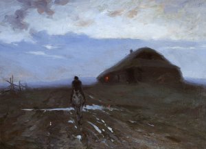 Wayside inn by Ferdynand Ruszczyc Oil Painting
