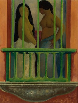 Mujeres En El Balcon by Fermin Revueltas Oil Painting