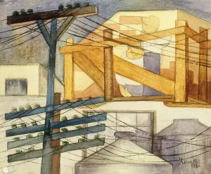 Outdoor Scaffolding by Fermin Revueltas Oil Painting