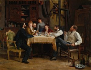 A Friend's Lunch by Fernand Cormon Oil Painting