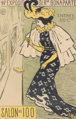 Poster for the fourteenth exhibition of the Salon des 100 Oil painting by Fernand Fau
