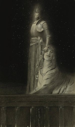 Avec Verhaeren. Un Ange by Fernand Khnopff Oil Painting