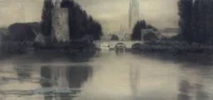 Le Lac D'Amour, Bruges Oil painting by Fernand Khnopff