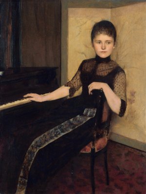Portrait of Jonkvrouwe Maria Francisca Louisa Dommer van Poldersveldt by Fernand Khnopff Oil Painting