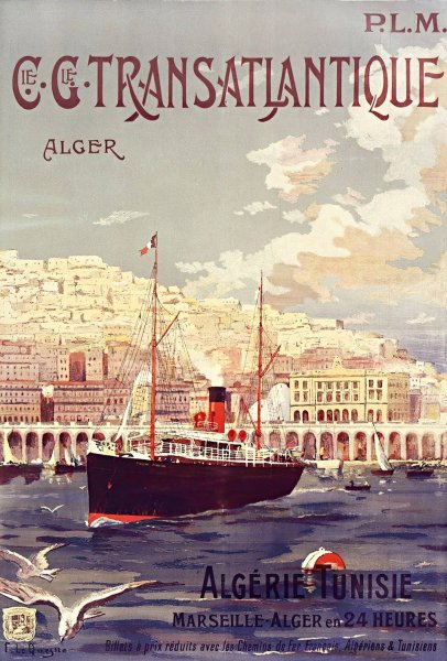 Cie. Cle Transatlantique, Alger  by Fernand Le Quesne - Hand-Painted Oil Painting Reproduction