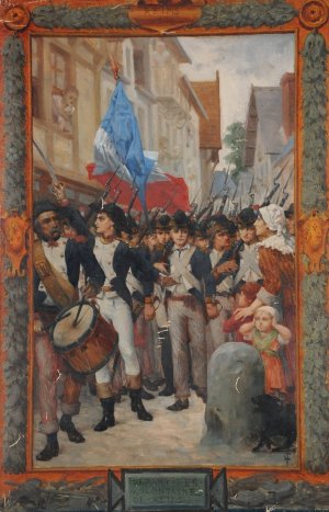 Depart des volontaires de Reims by Fernand Lematte Oil Painting