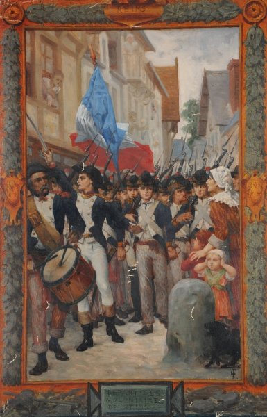 Depart des volontaires de Reims  by Fernand Lematte - Hand-Painted Oil Painting Reproduction