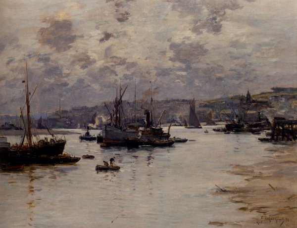Rochester Harbour, Kent by Fernand Marie Legout-Gerard - Hand-Painted Oil Painting Reproduction